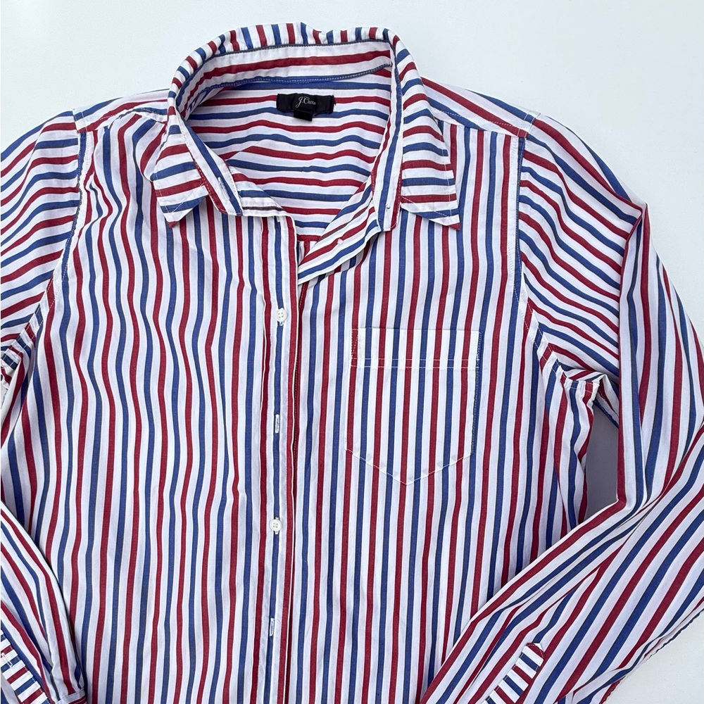 J.Crew Women’s Stripe Shirt - Red, Blue, and White - Picture 4 of 7